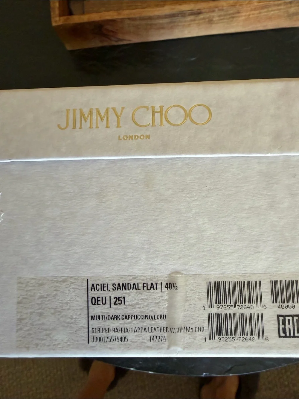 Jimmy Choo Aciel Sandal Pastel Raffia Crossover Mule Size 40.5